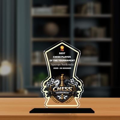 Personalized Chess Tournament Award Trophy Customized Best Chess Player Award for Schools, Clubs, and Corporate Events UV Printed Acrylic Trophy